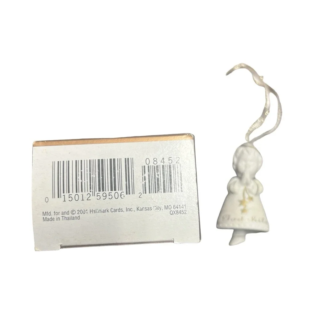 Hallmark Keepsake 2001 Godchild‎ Porcelain Bell Angel Ornament QX8452 White Gold